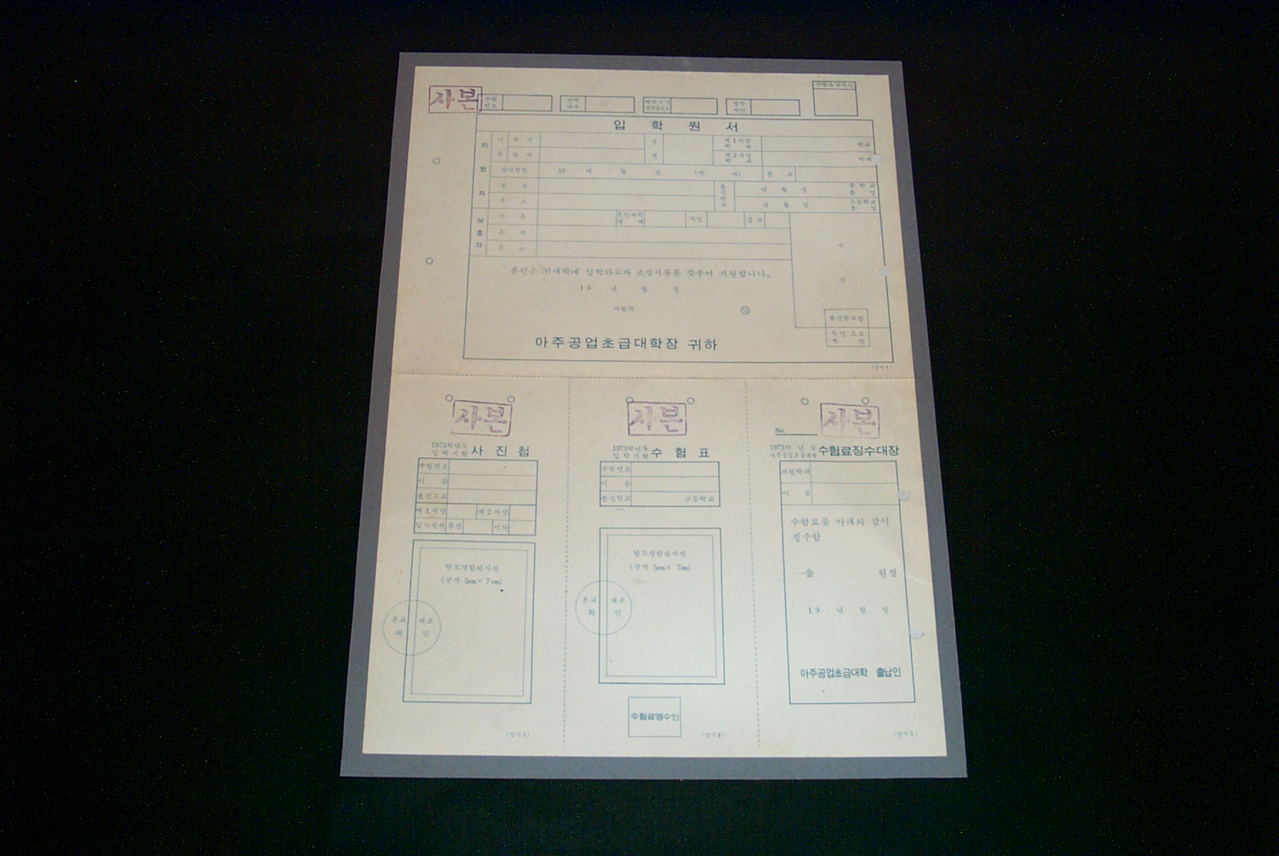 227-2 1973 신입생 입학 원서