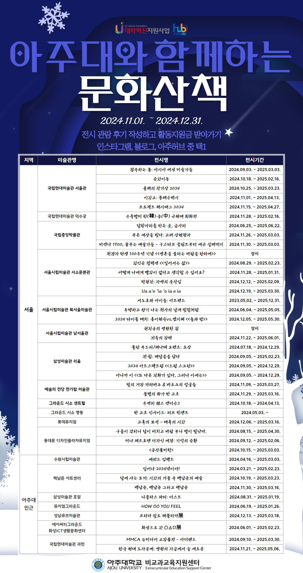 [🎄따듯한 겨울나기🎄] 아주대와 함께하는 문화산책(12월)